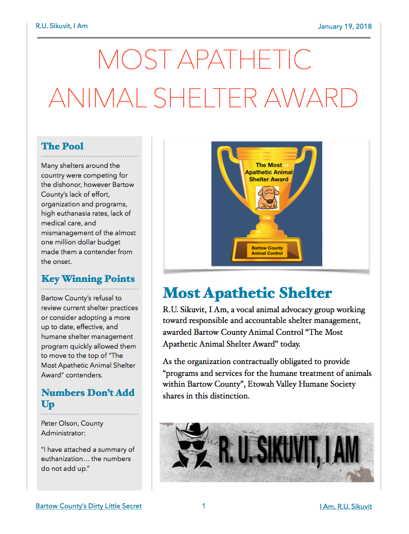 The Most Apathetic Animal Shelter Award